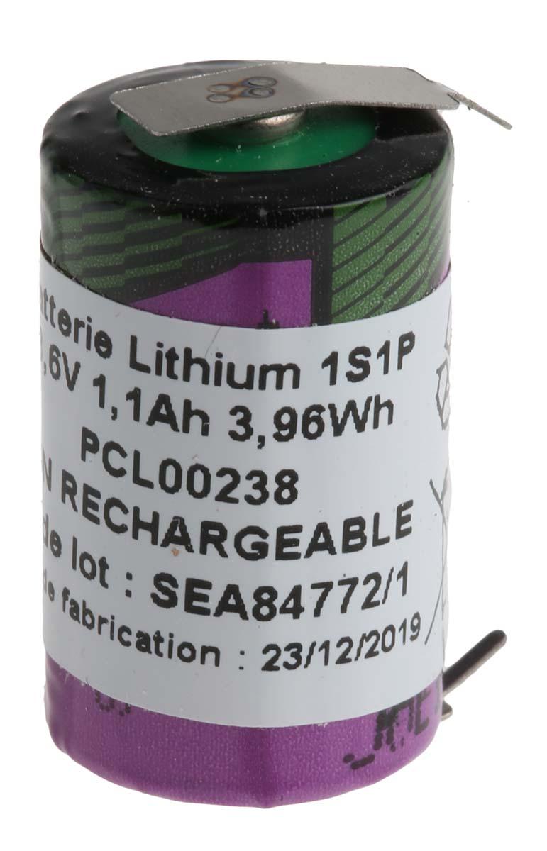 Produktfoto 1 von Tadiran SL-750/PR 1/2 AA Batterie, 3.6V / 1.1Ah Li-Thionylchlorid 14.7 (Dia.) x 25.2mm