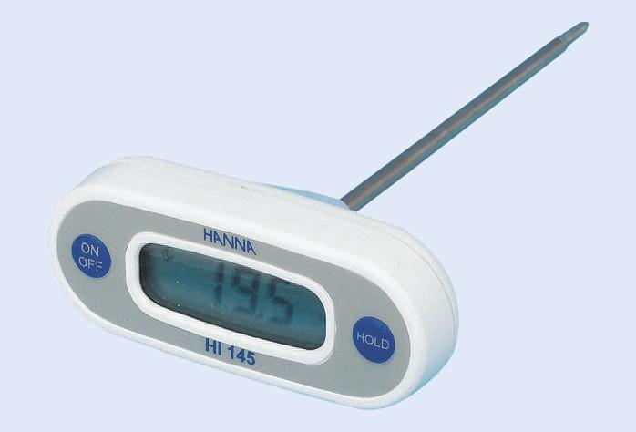 Produktfoto 1 von Hanna Instruments Digital Thermometer, HI 145, Handheld, bis +220°C ±0,3 °C max, , ISO-kalibriert