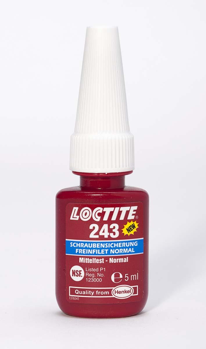 Produktfoto 1 von Loctite 243 Schraubensicherungsklebstoff anaerob Flüssig Blau , Flasche 5 ml, Mittelfest aushärtend in 24 h