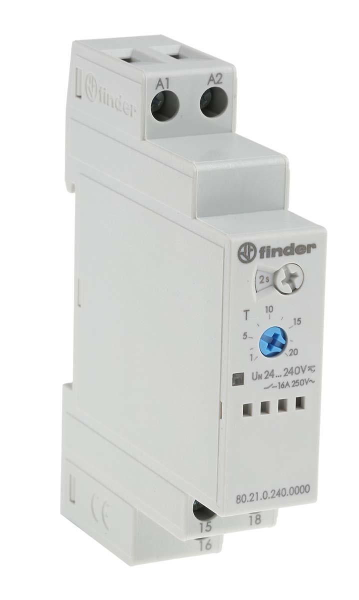 Produktfoto 1 von Finder 80 Series Zeitrelais, DIN-Schienen, 0.1 → 20 s, 0.1 → 20 min, 0.1 → 24h, 24 →