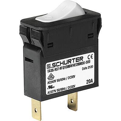 Produktfoto 1 von Schurter TA36 Schutzschalter, 1-polig, Wippschalter TA36, 3A, 32 V dc, 277 V ac