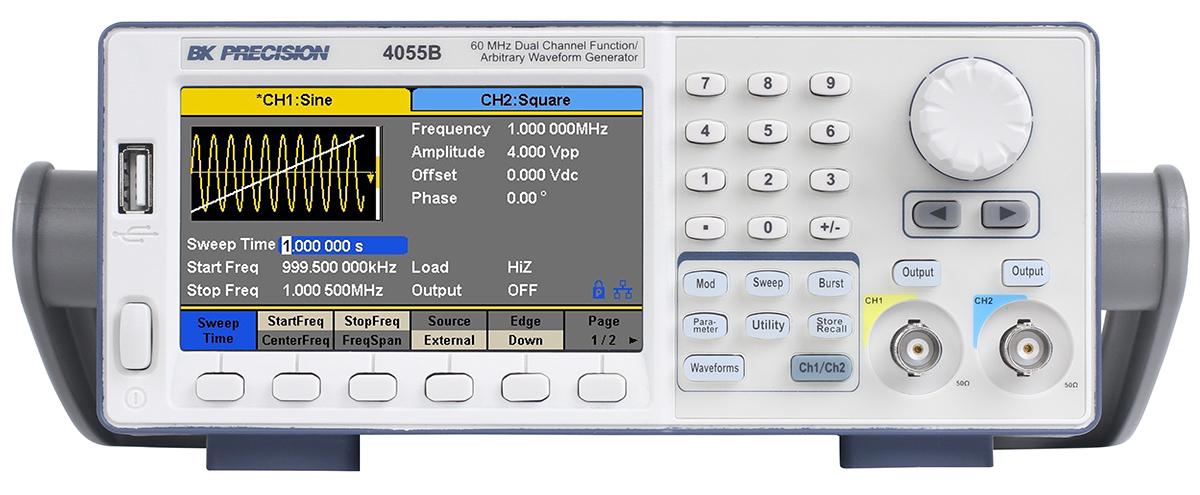 Produktfoto 1 von BK Precision 4055 Arbiträr-Funktionsgenerator mit TFT-LCD (320 x 240)  Arbiträr-Wellenform, 25MHz, GPIB, USB,