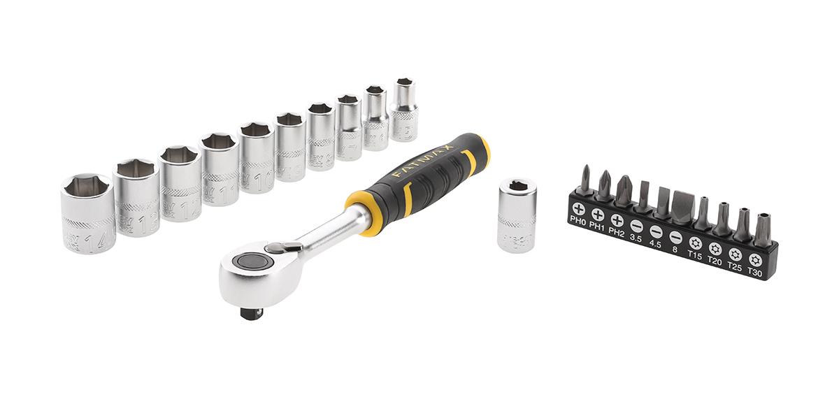 Produktfoto 1 von Stanley 1/4 Zoll Vierkant 5.5 → 14 mm, PH0 → PH2, T15 → T30 12-Punkt; Phillips-Bit;