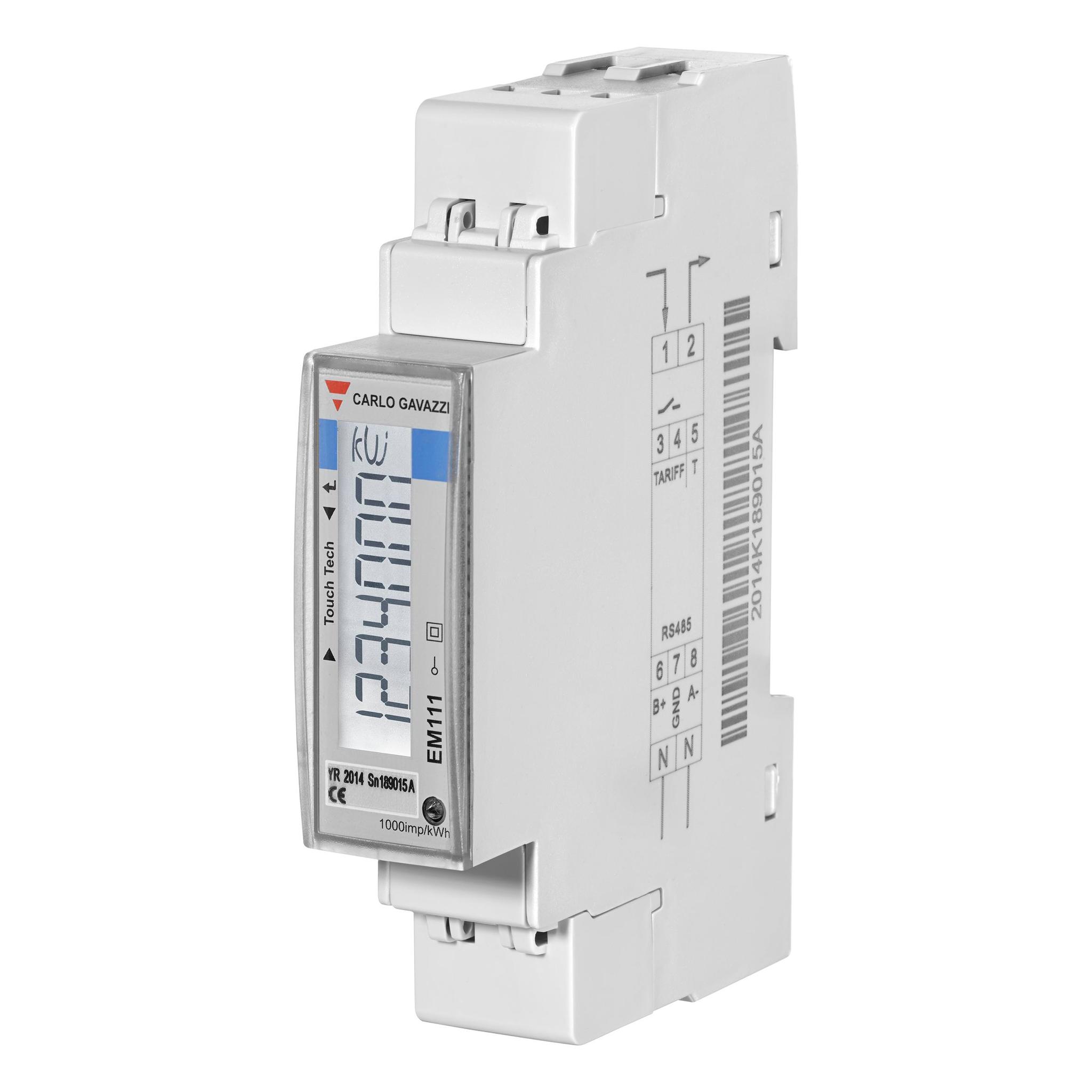 Carlo Gavazzi EM111 Energiemessgerät LCD 91.5mm x 17.5mm, 7-stellig / 1-phasig