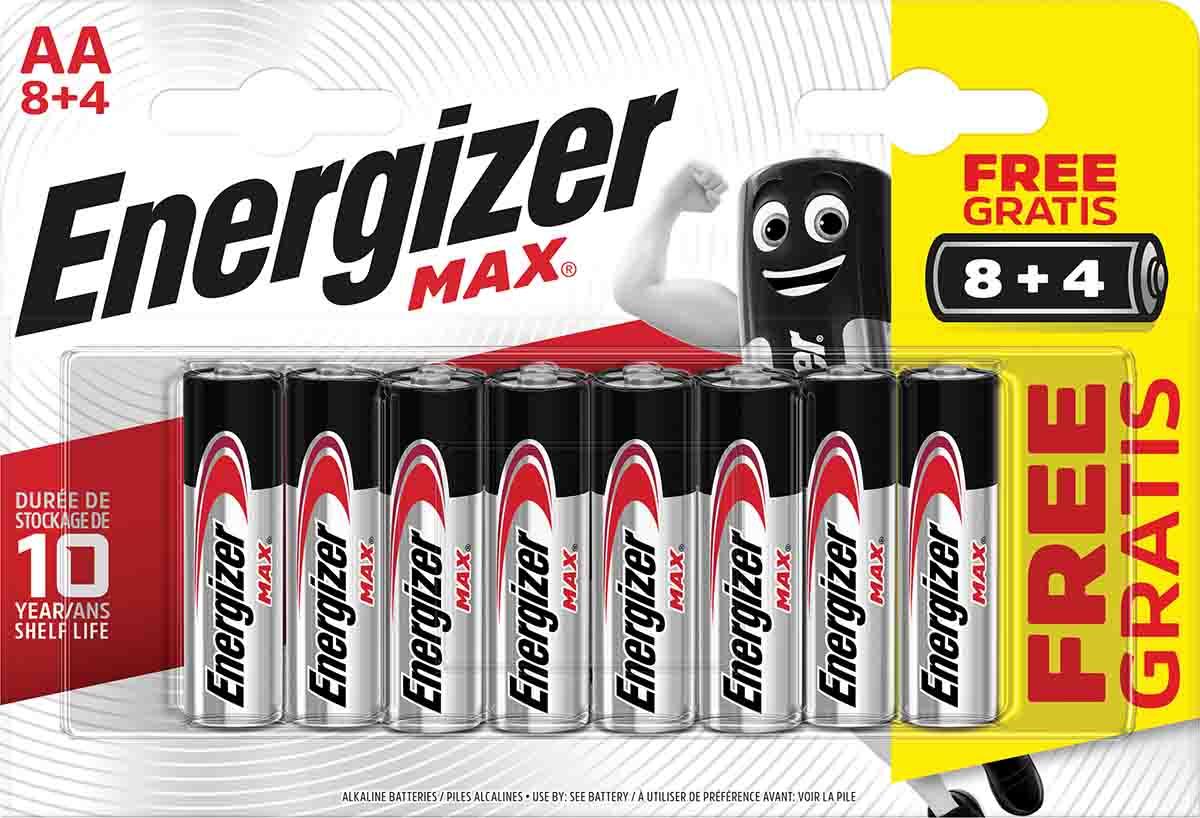 Produktfoto 1 von Energizer AA 8+4 AA Batterie, Alkali, 1.5V / 3Ah, flacher Anschluss