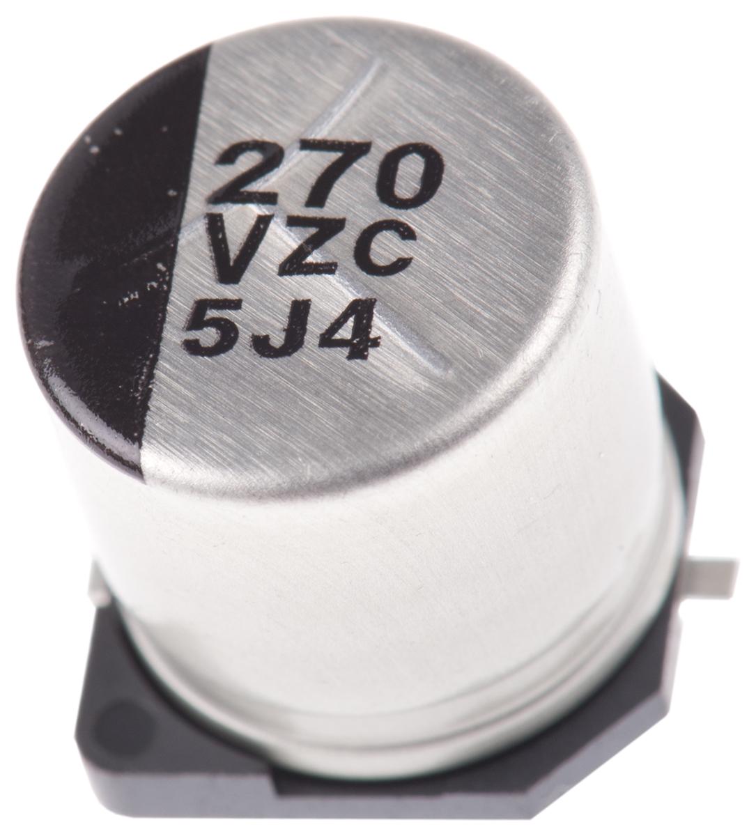 Produktfoto 1 von Panasonic ZC, SMD Hybrid Polymerkondensator 270μF ±20% / 35V dc, Ø 10mm, -55°C → +125°C