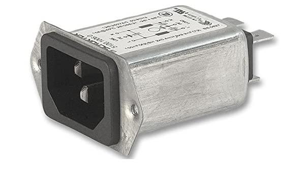 Produktfoto 1 von Schurter C14, C18 IEC-Anschlussfilter Stecker, 250 V ac / 2A, Tafelmontage / Flachsteck-Anschluss