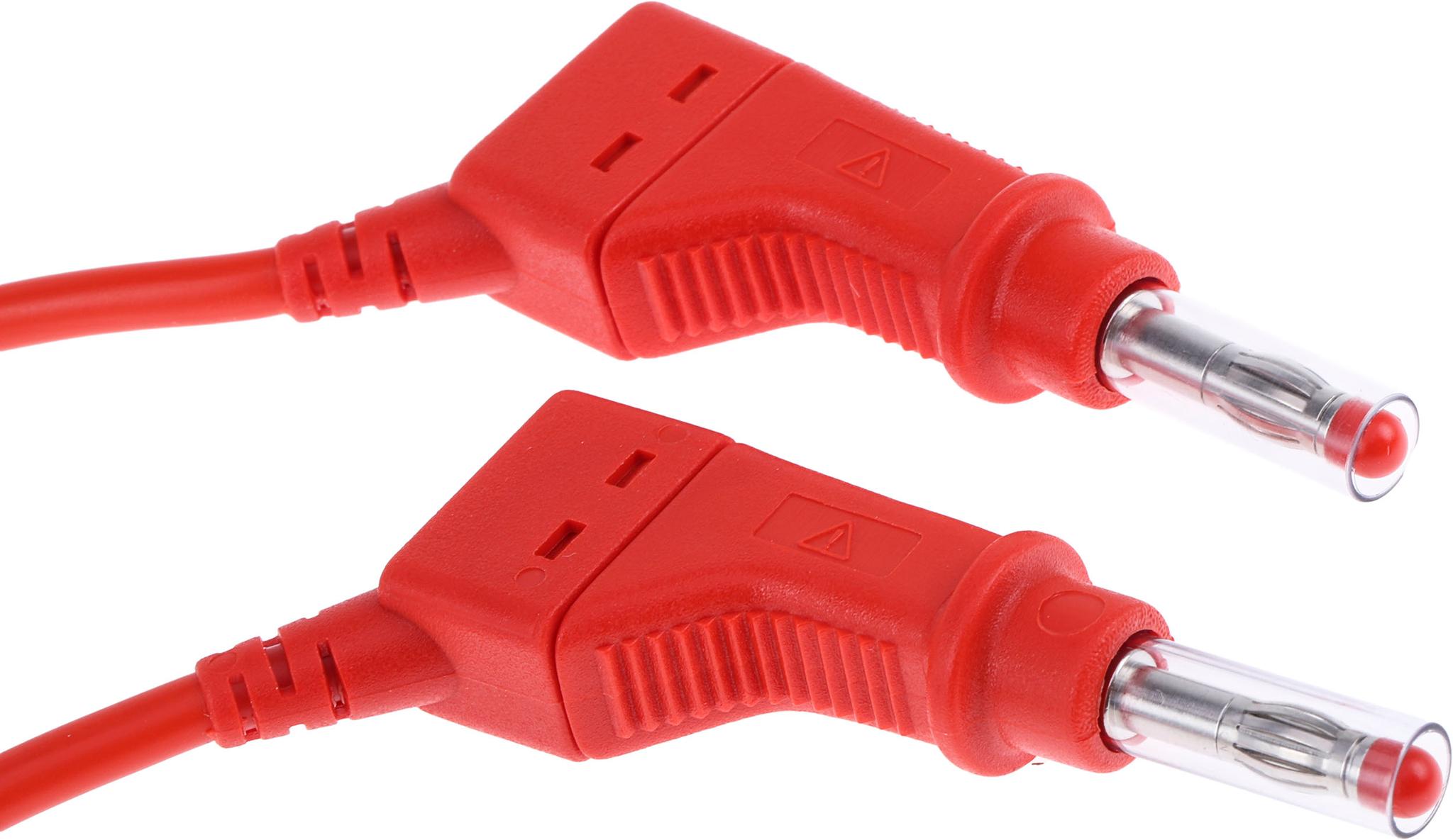 Produktfoto 1 von Staubli Messleitung 4mm Stecker / Stecker, Rot PVC-isoliert 500mm, 600V / 32A CAT II 600V