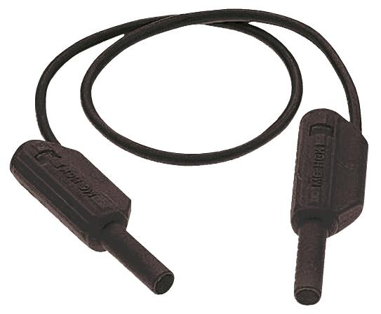 Produktfoto 1 von Staubli Messleitung 2 mm Stecker / Stecker, Schwarz Silikon-isoliert 450mm, 600V / 10A CAT II 600V