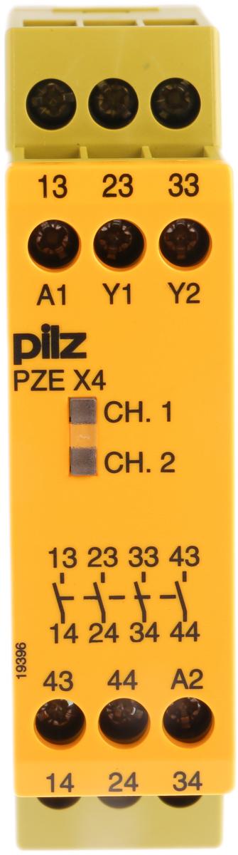 Produktfoto 1 von Pilz PZE X4 Sicherheitsrelais, 24V dc, 1-Kanal, 4 Sicherheitskontakte Erweiterungsmodul, 4 ISO 13849-1, Automatisch 3