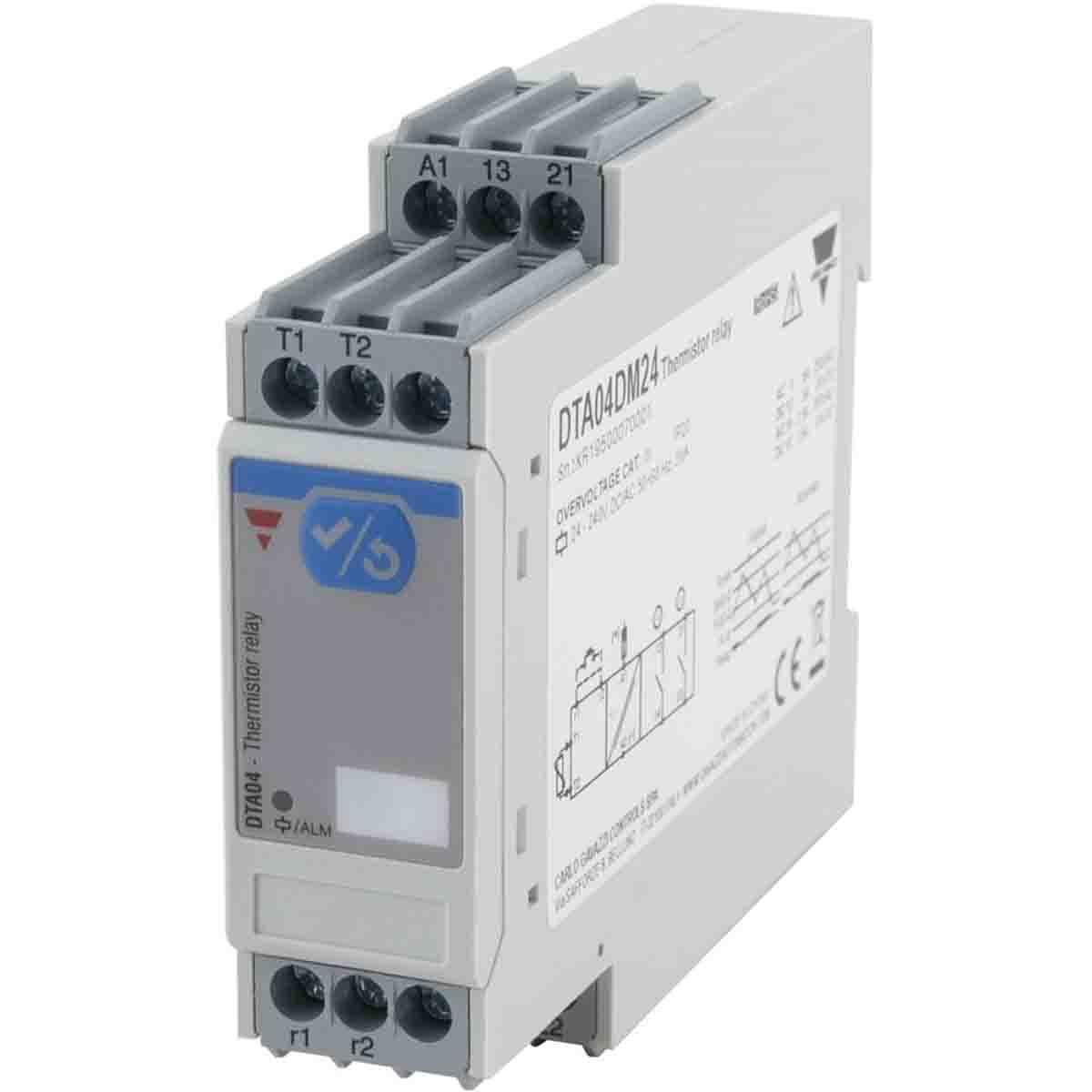 Produktfoto 1 von Carlo Gavazzi DTA04 Überwachungsrelais, für Thermistormotor-Temperaturschutz, 1-poliger Schließer DIN-Schienen