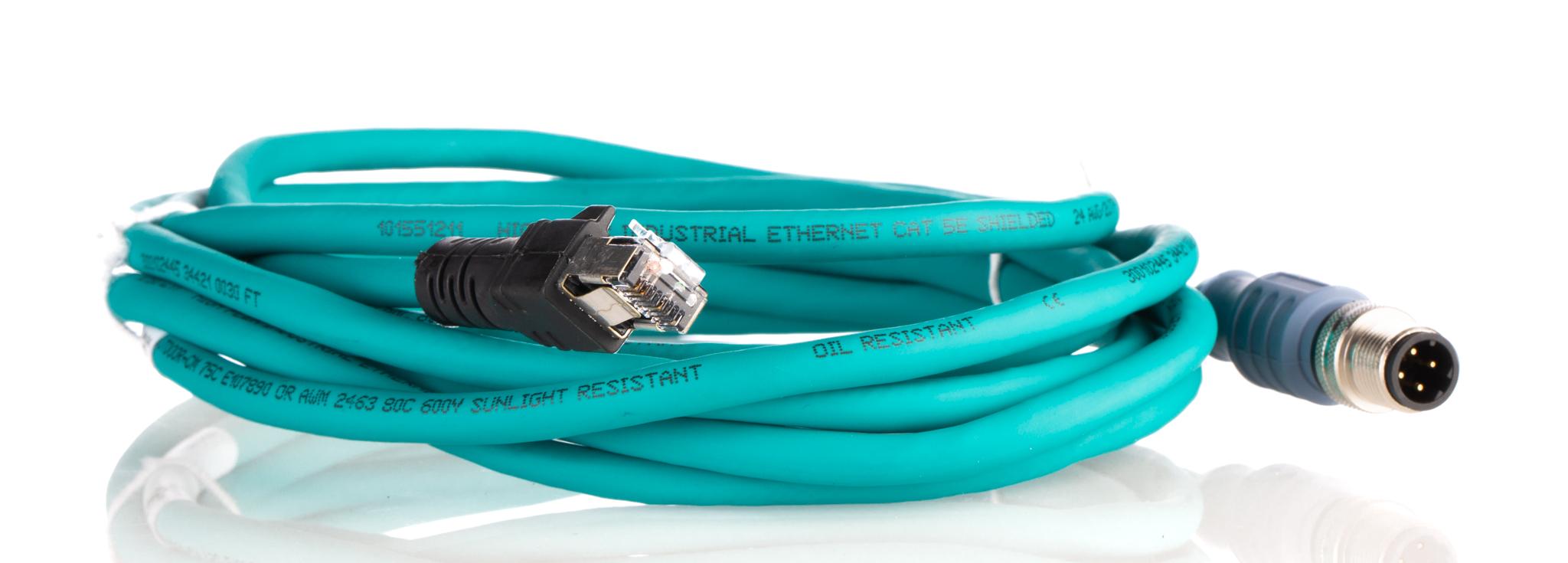 Produktfoto 1 von Turck Ethernetkabel Cat.5e, 3m, Blaugrün Patchkabel, A M12 Stecker, B RJ45, TPE