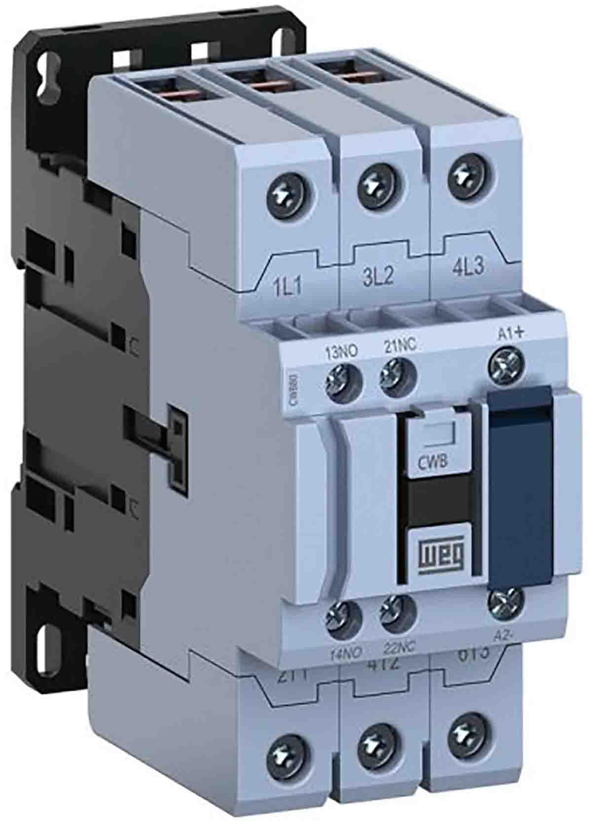 Produktfoto 1 von WEG CWB Leistungsschütz / 230 V ac Spule, 3 -polig 1 Schließer, 1 Öffner / 80 A, Umkehrend