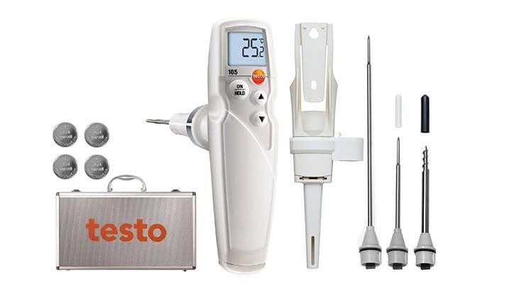 Produktfoto 1 von Testo Digital Thermometer, 105, , bis +275°C ±0,5 °C (-20 → +100 °C), ±1 % von mv (+100,1 → +275 °C),