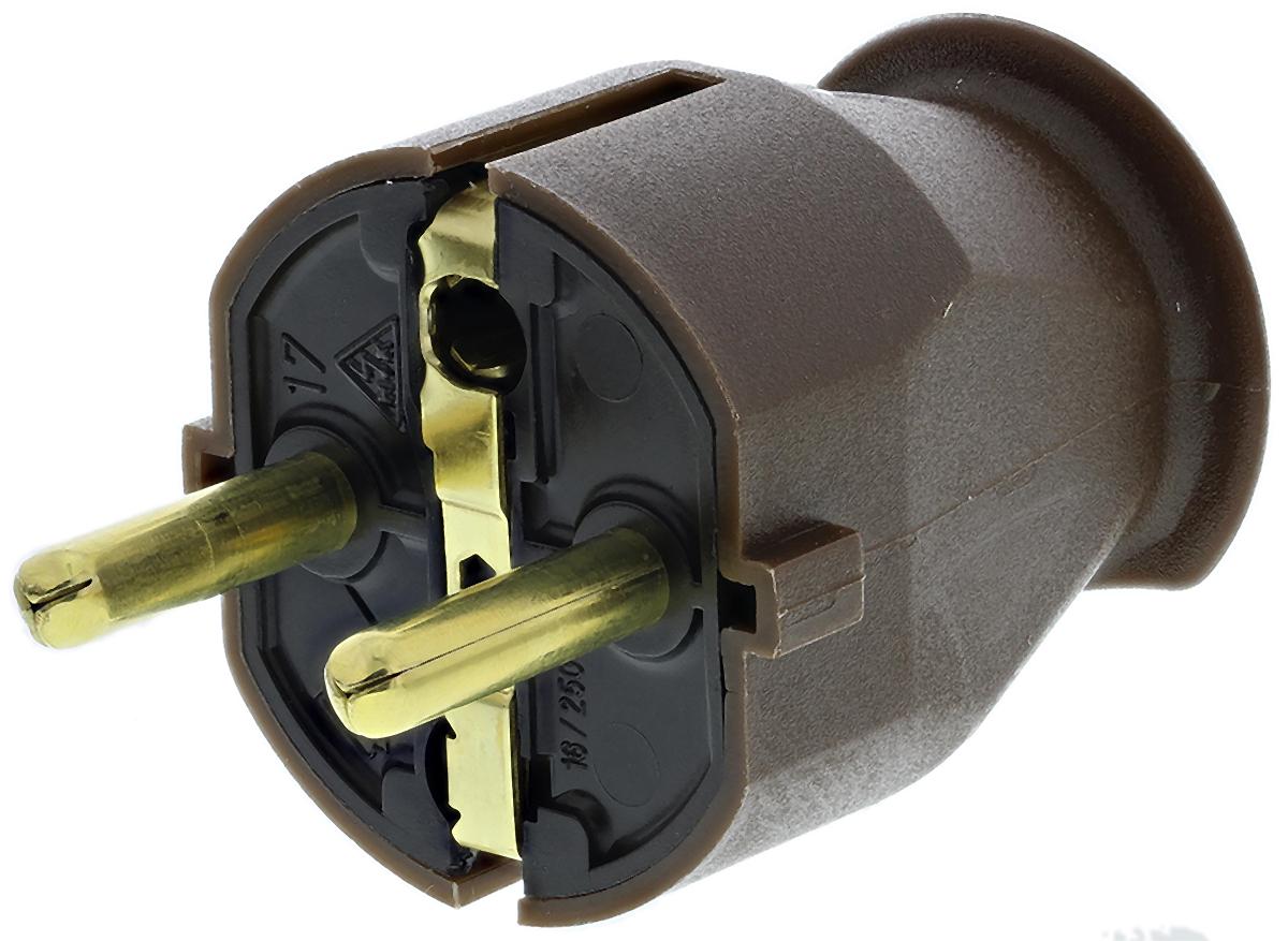 Produktfoto 1 von Kopp Netzstecker Kabel, 2P, CEE 7/7 Deutscher Schutzkontakt / Französisch, 250 V / 16A Braun, für Frankreich,