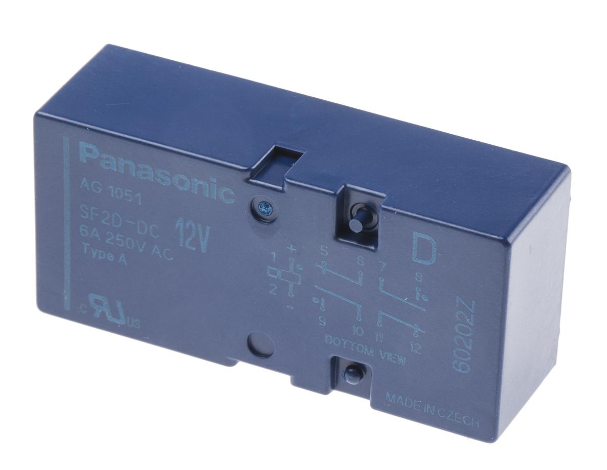 Produktfoto 1 von Panasonic SF2 Zwangsgeführte Relais, Spule 12V dc / 500mW, 2-polig / 6A, 2-poliger Wechsler