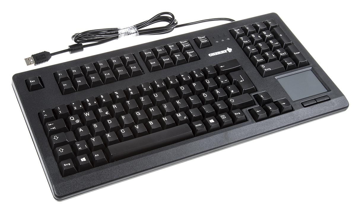 Produktfoto 1 von CHERRY Touchpad-Tastatur QWERTZ Kabelgebunden Schwarz USB Kompakt, 415 x 193 x 37mm