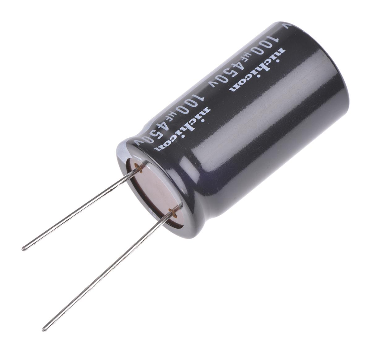 Nichicon VZ, THT Aluminium-Elektrolyt Kondensator 100μF ±20% / 450V dc, Ø 22mm x 40mm, bis 105°C