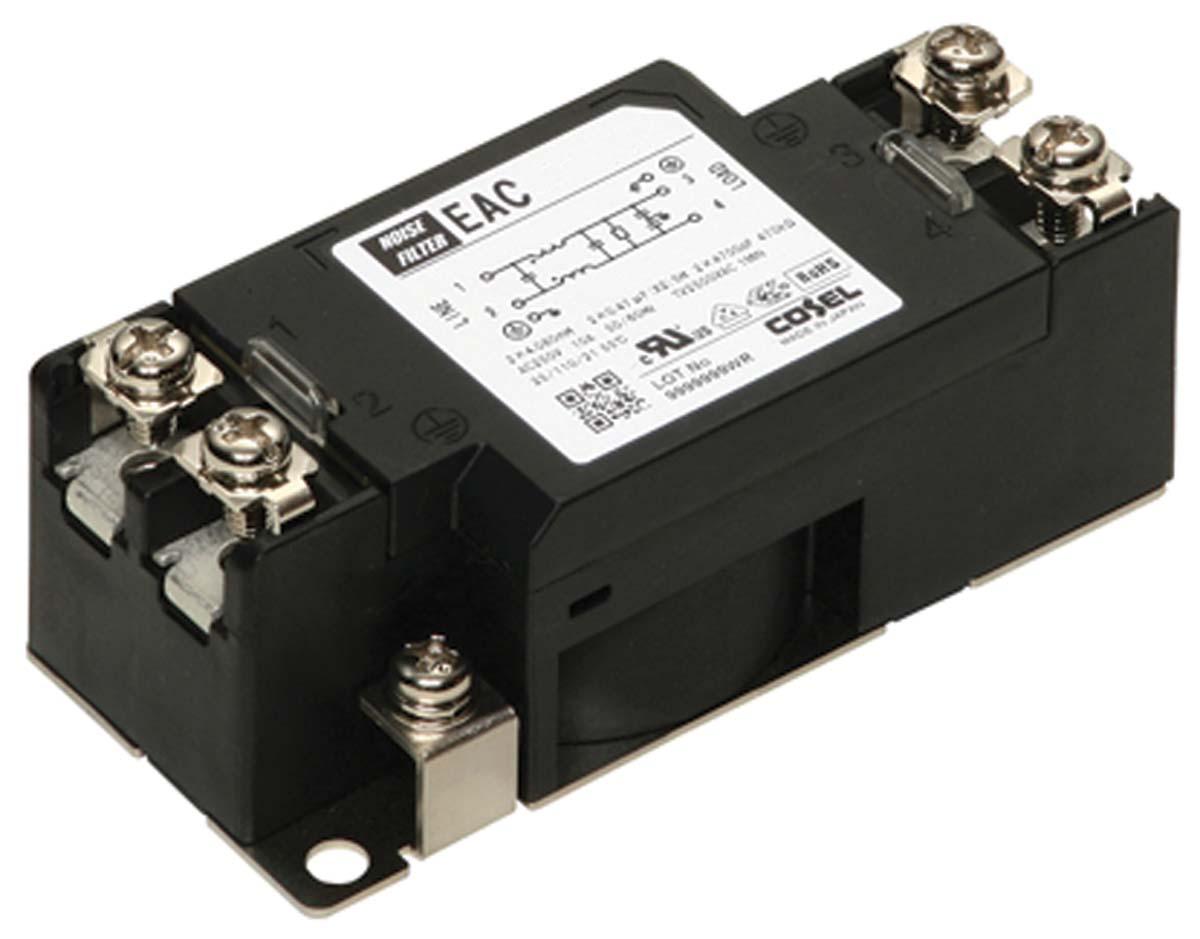 Cosel EAC Entstörfilter, 250 V ac/dc, 6A, Frontplattenmontage, Schraub, 1-phasig 0,5 mA / 150 kHz → 1MHz Single