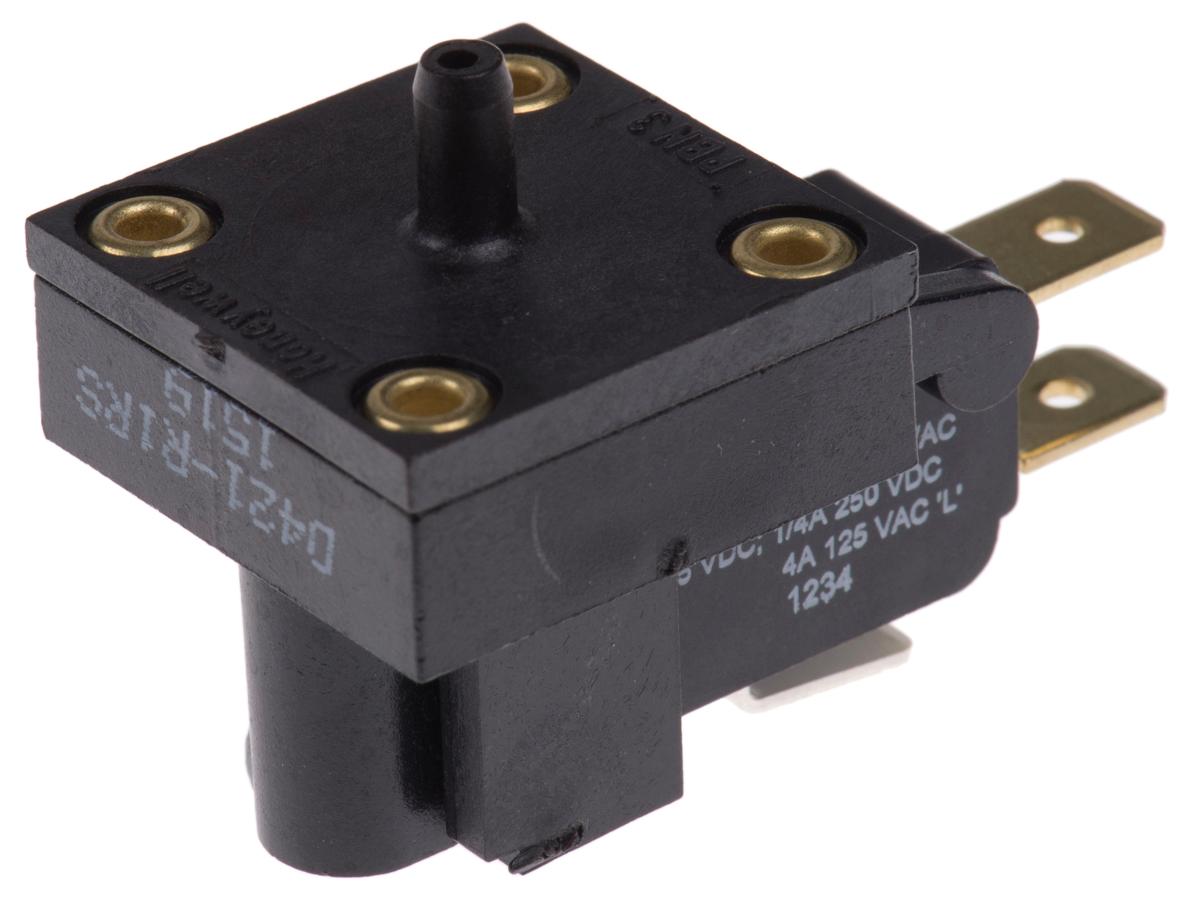 Produktfoto 1 von Honeywell Differenz Drucksensor für Luft, Flüssigkeiten, max. 69.8mbar, 250 V ac / 5 A