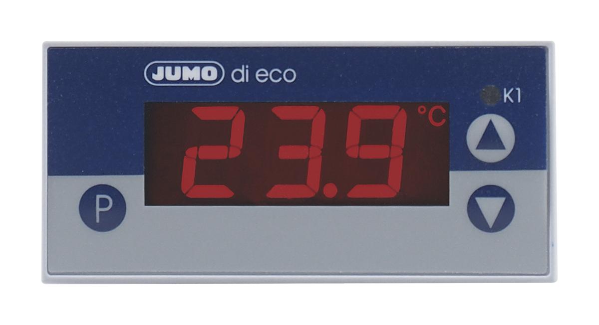 Jumo di eco Zweipunkt-Temperaturregler Tafelmontage, 1 x 1 Relais Ausgang/ Thermoelement, Typ K Eingang, 230 V ac, 76 x