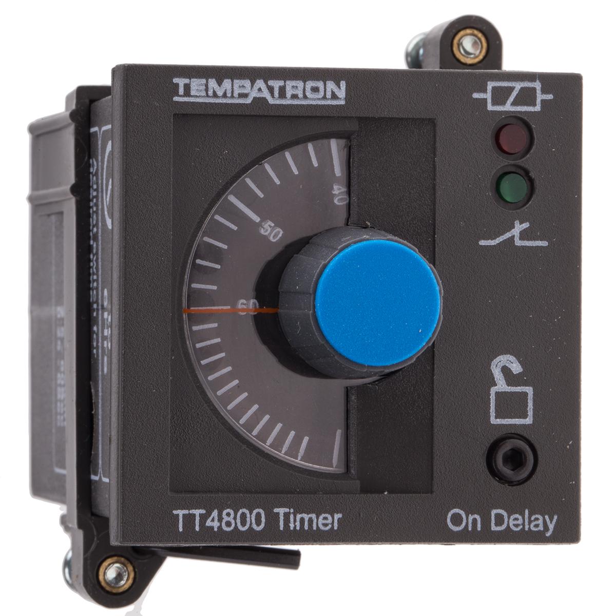 Tempatron TT4801 Zeitrelais, DIN-Schiene, Tafelmontage, 6 s → 6h, 230V ac, 2 Kont. Einfach, 2-poliger Wechsler