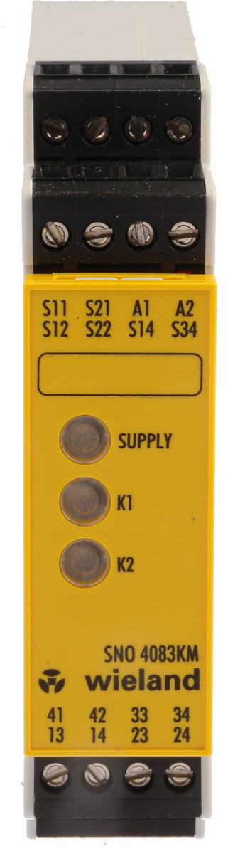 Wieland SNO 4083 Sicherheitsrelais, 24V dc, 2-Kanal, 3 Sicherheitskontakte, 4 ISO 13849-1, Manuell 3 SIL IEC 61508