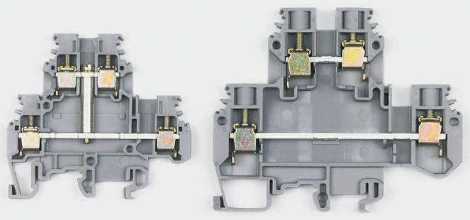 Produktfoto 1 von Entrelec SNA Doppelstock Reihenklemmen Zweifach Grau, 6mm², 800 V ac / 41A, Schraubanschluss