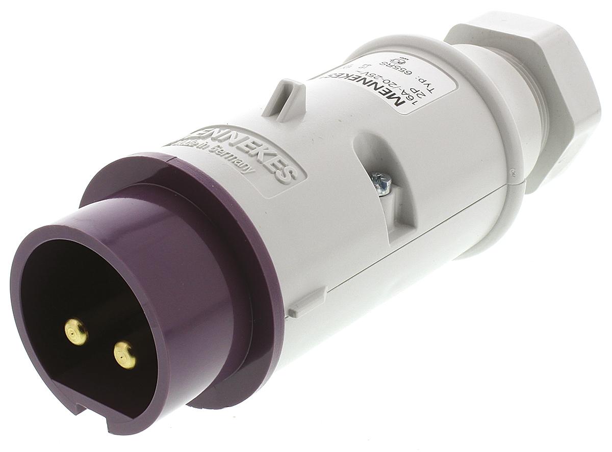 MENNEKES Leistungssteckverbinder Stecker Violett 2P, 20 → 25 V / 16A, Kabelmontage IP44