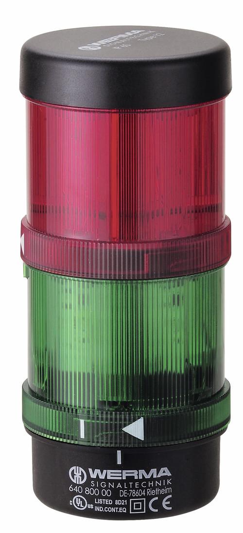 Produktfoto 1 von Werma KombiSIGN 71 LED Signalturm 2-stufig Linse Rot/Grün LED Grün, rot Dauer 155mm