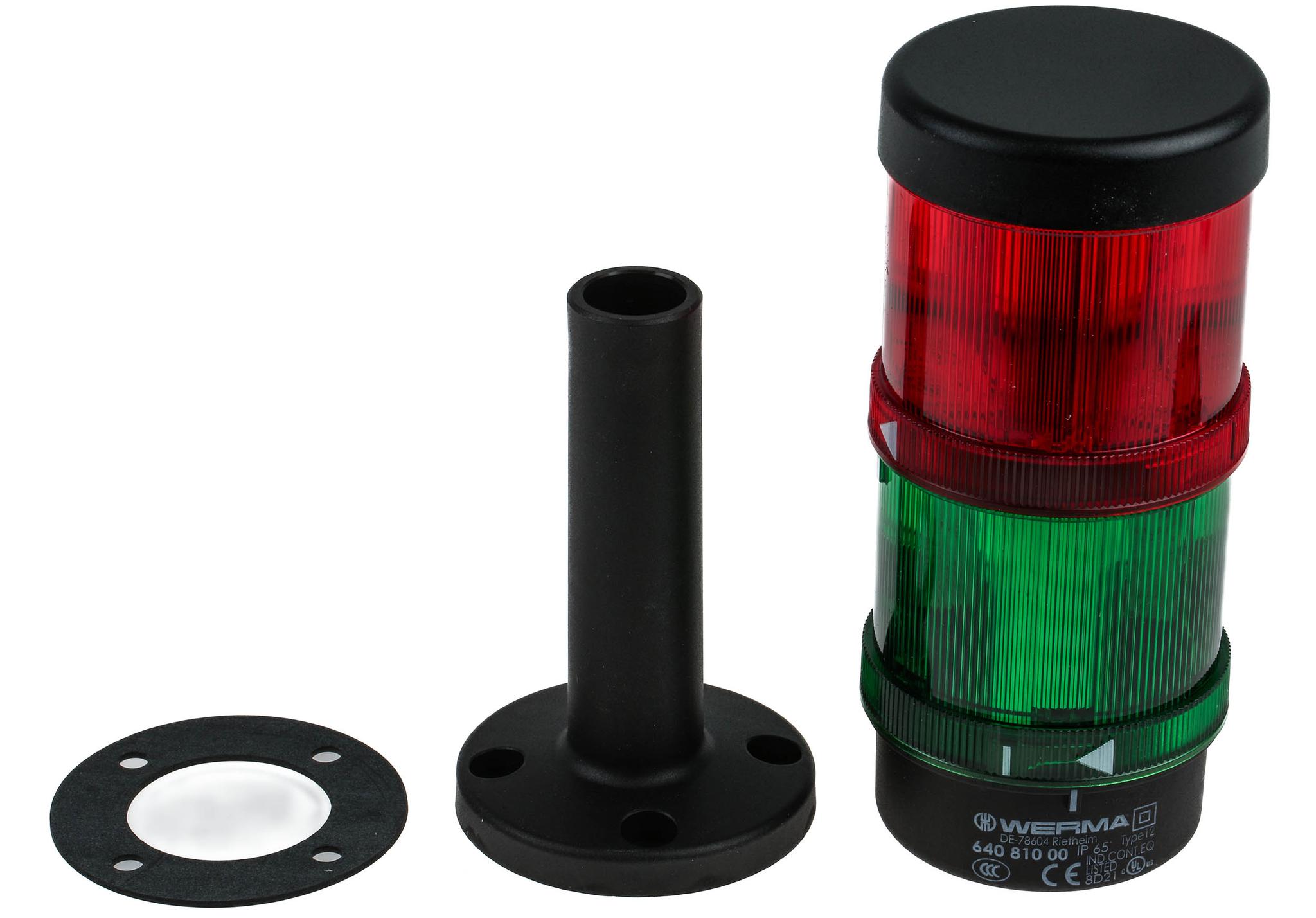 Produktfoto 1 von Werma KombiSIGN 71 LED Signalturm 2-stufig Linse Rot/Grün LED Grün, rot 242mm