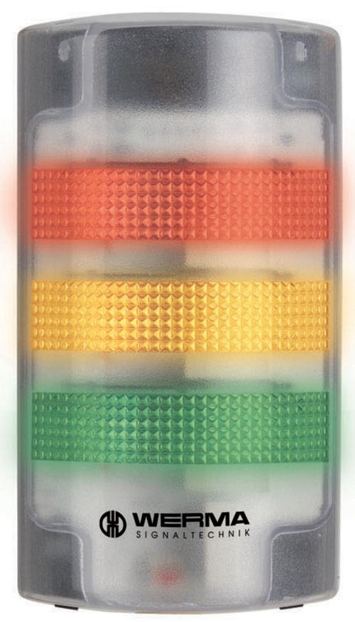 Produktfoto 1 von Werma FlatSIGN LED Signalturm 3-stufig Linse Rot/Grün/Gelb LED Rot/Gelb/Grün Rotes Blinken, Dauerzustand 195mm