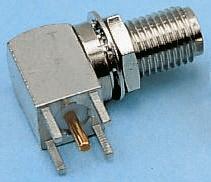 Produktfoto 1 von binder Buchse Koaxialsteckverbinder SMA-Steckverbinder, PCB, Löt-Anschluss, Subminiature mit Trennwand, gewinkelt