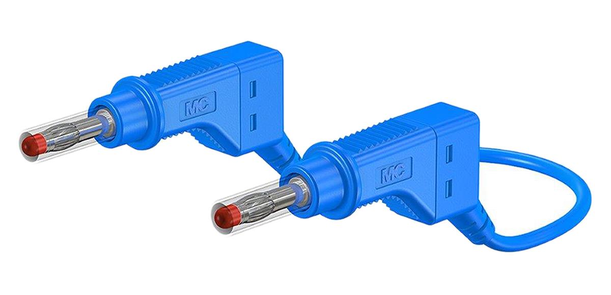 Produktfoto 1 von Staubli Messleitung 4mm Stecker / Stecker, Blau PVC-isoliert 500mm, 600V / 32A CAT II 600V