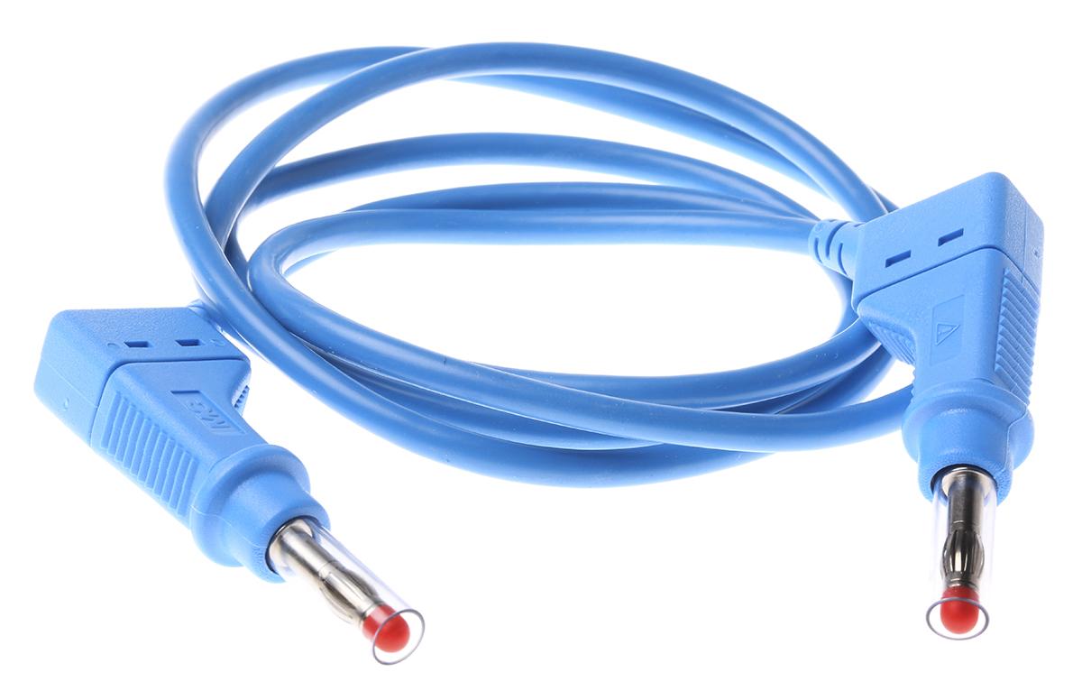 Produktfoto 1 von Staubli Messleitung 4mm Stecker / Stecker, Blau Silikon-isoliert 1m, 600V / 32A CAT II 600V