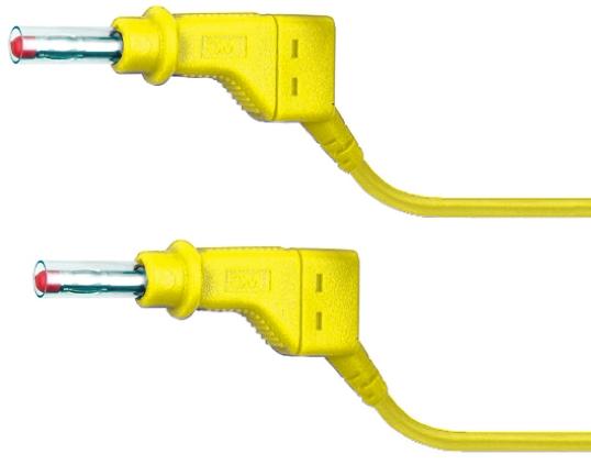 Produktfoto 1 von Staubli Messleitung 4mm Stecker / Stecker, Gelb Silikon-isoliert 1m, 600V / 32A CAT II 600V