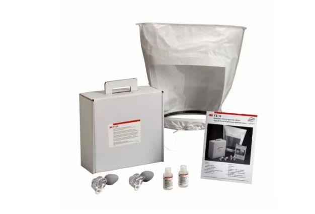 Produktfoto 1 von 3M Tester-Set Inhalt Fit-Testlösung 55-ml-Flasche (bitter), Haube und Manschette, Anleitung, Nebuliser x 2,