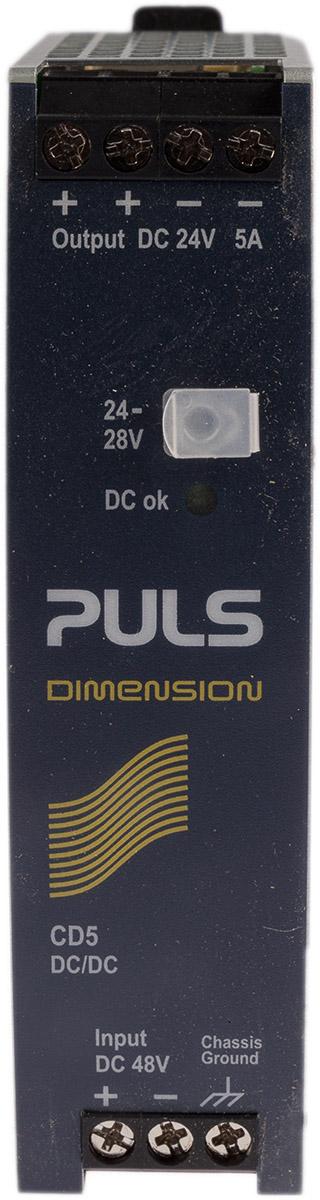 Produktfoto 1 von PULS DIMENSION-CD DC/DC-Wandler 120W 48 V dc IN, 24V dc OUT / 5A 500V dc isoliert