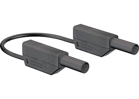 Produktfoto 1 von Staubli Messleitung 4mm Stecker / Stecker, Schwarz PVC-isoliert 250mm / 15A CAT II 1000V