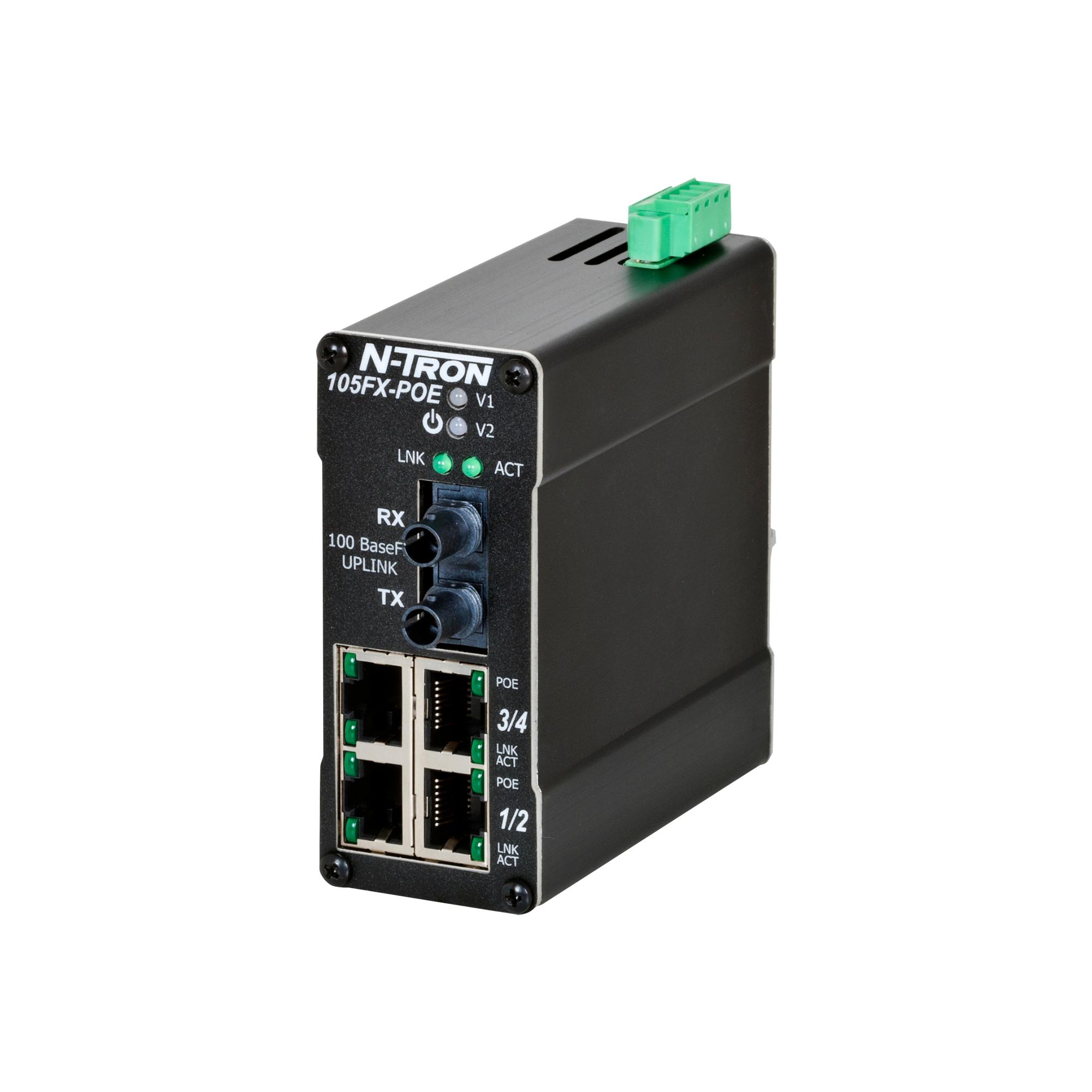 Produktfoto 1 von Red Lion 105FX Unmanaged Ethernet Switch, 4 x RJ45 für DIN-Schienen, 10 → 30V dc