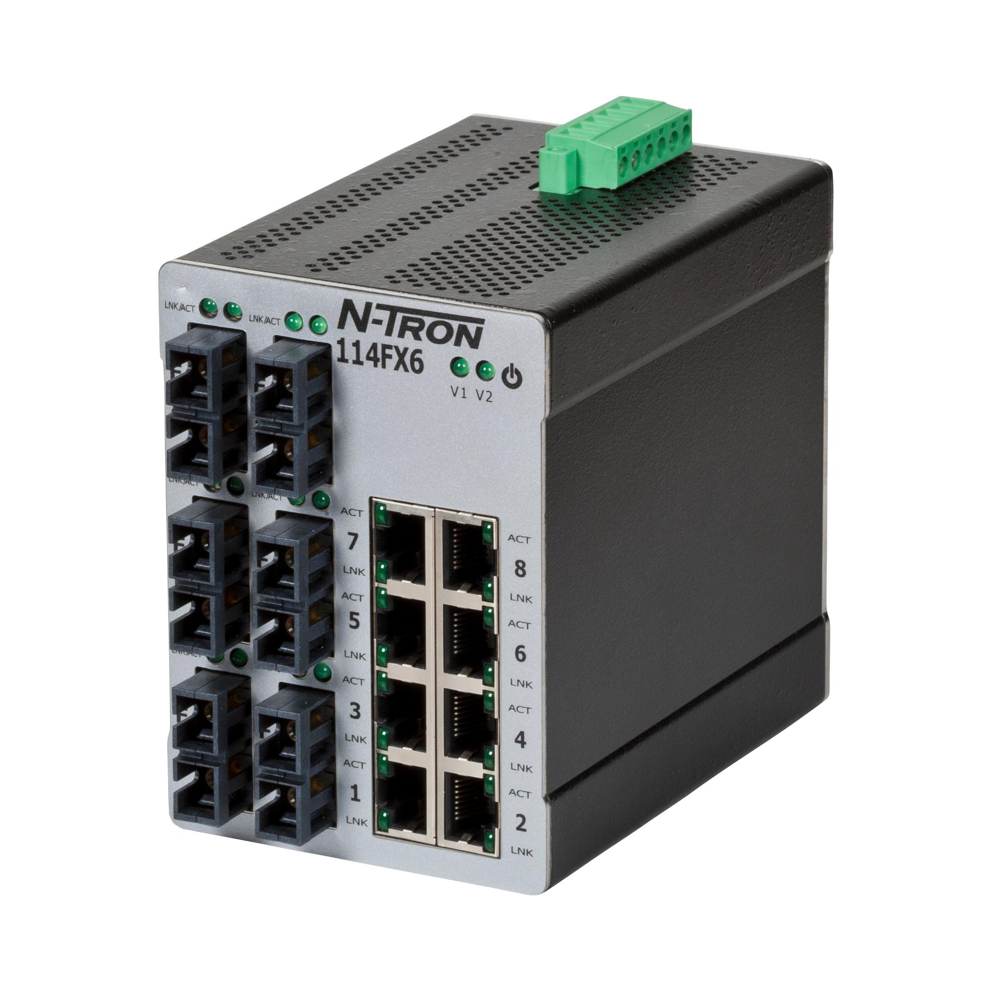 Produktfoto 1 von Red Lion 114FX6 Ethernet-Switch, 8 x RJ45, bis 2000m für DIN-Schienen, 10 → 49V dc