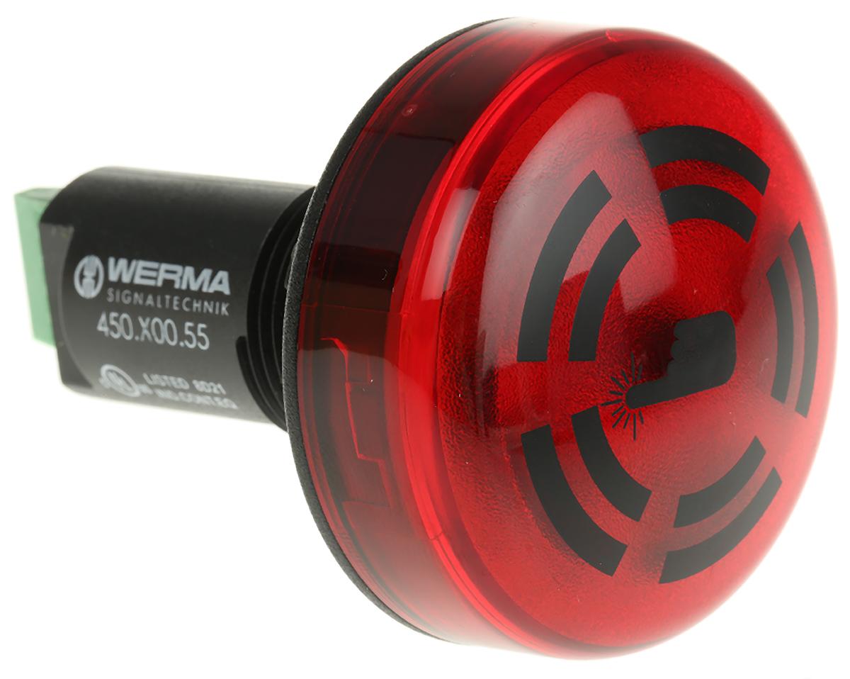 Produktfoto 1 von Werma 450 LED Dauer-Licht Summer-Signalleuchte Rot, 24 V