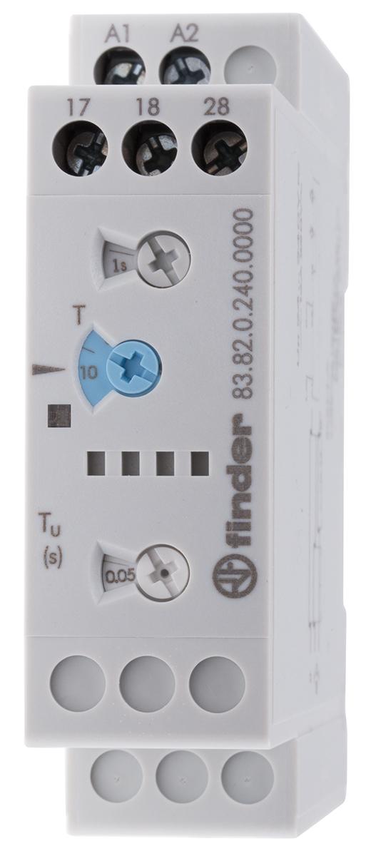 Finder 83 Series Zeitrelais, DIN-Schienen, 0.05-10 min, 0.05-10 s, 0.05-10 d, 0.05-10h, 24 → 240V ac/dc, 2 Kont.