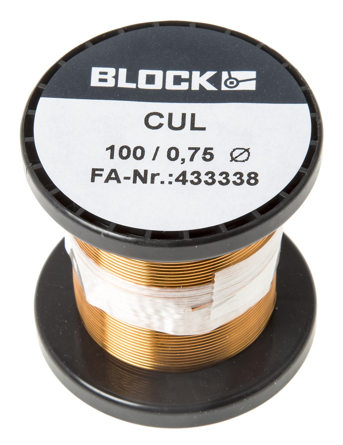 Produktfoto 1 von Block CUL100 Kupferdraht PUR Lackdraht Ø 0.75mm / 0,4 mm² 21 AWG, Spule 20m