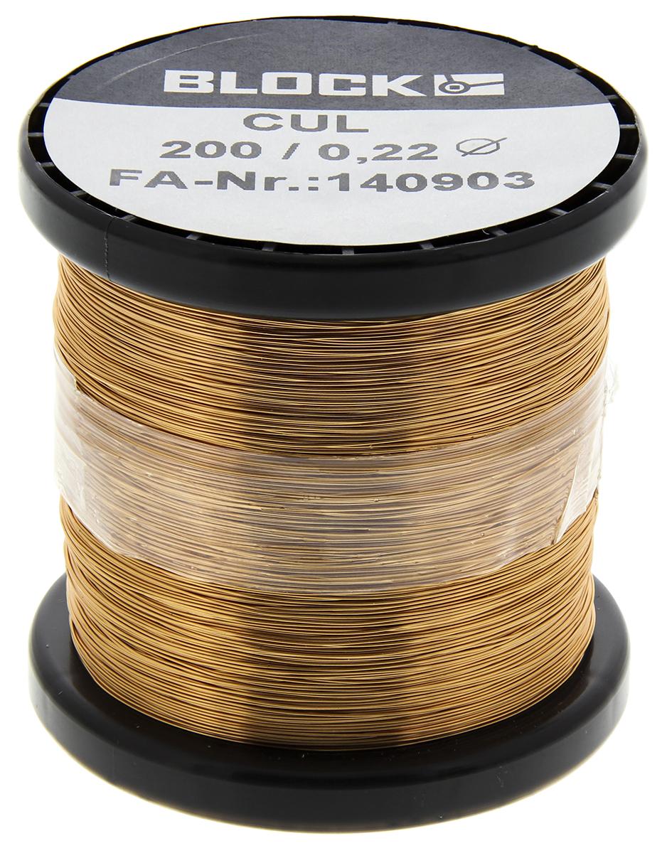 Produktfoto 1 von Block CUL200 Kupferdraht PUR Lackdraht Ø 0.22mm / 0,04 mm² 31 AWG, Spule 429m