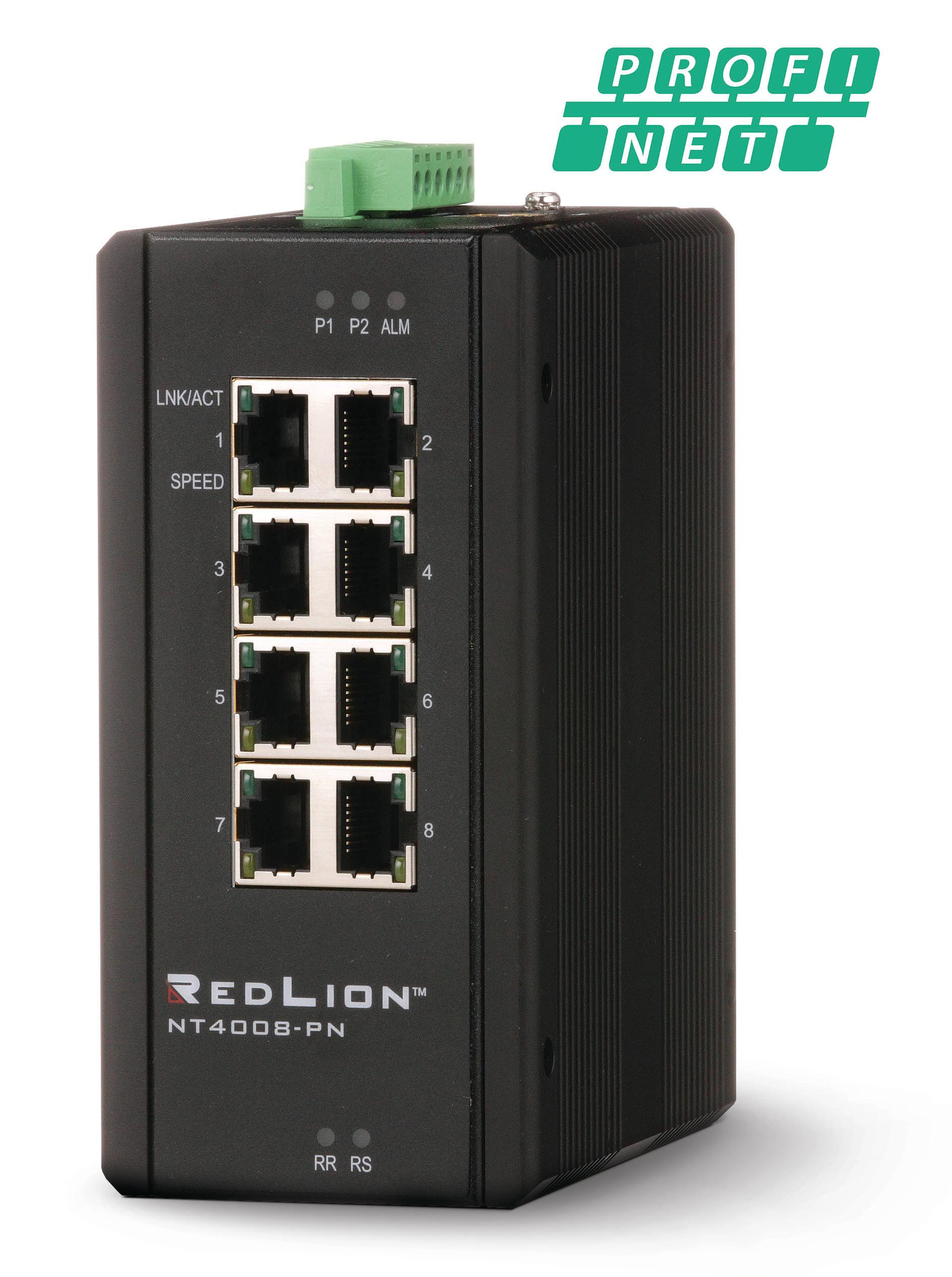 Produktfoto 1 von Red Lion NT-4008 Ethernet-Switch, 8 x RJ45 für DIN-Schienen, 12 → 58V dc