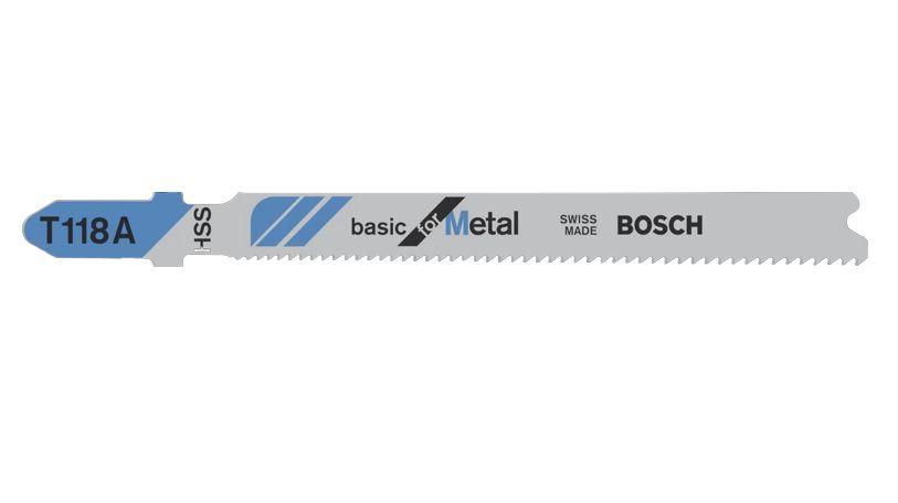 Bosch HSS Stichsägeblatt, Schnittlänge 50mm / 17 - 23 TPI, 3 Stück für Hartholz, Spanplatte, Nichteisen-, Eisenmetalle