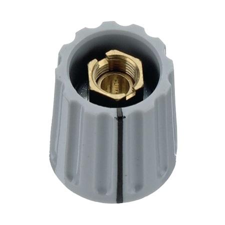 Produktfoto 1 von Elma Potentiometer Drehknopf Grau, Zeiger Schwarz Ø 21mm x 18.5mm, Rund Schaft 6.35mm