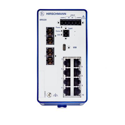 Hirschmann BOBCAT Ethernet-Switch, 10 x RJ45 / 1000 → 2500Mbit/s, bis 30km für DIN-Schienen, 12 → 24V dc