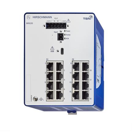 Hirschmann BOBCAT Ethernet-Switch, 16 x RJ45 / 1000 → 2500Mbit/s, bis 100m für DIN-Schienen, 12 → 24V dc